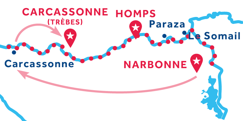 Narbonne nach Trèbes über Carcassonne